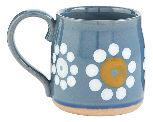 Mud Pie Taza Floral Con Lunares Azules