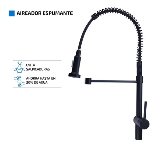 Imagen 4 de 9 de Griferia Para Cocina Canilla Monocomando Extensible Flexible
