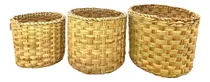 Comprar Set De 3 Maceteros Junco Tejido Canastos Organizador Plantas