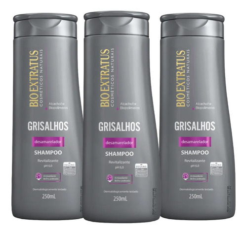 Kit 3 Shampoo Grisalhos 250 Ml   Bio Extratus