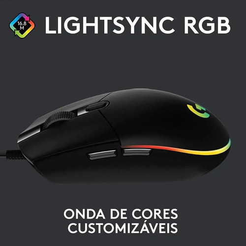 Mouse Gamer Logitech Óptico G203 Lightsync, Alámbrico, Usb