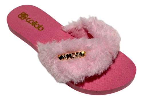 Chinelo Coloridos Rasteirinha Pelúcia