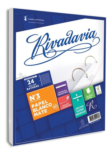 Repuesto De Hojas P/carpeta N3 X24hjs Rivadavia Con Rotulo