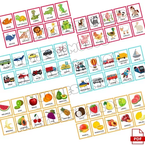 Kit com 2 Jogos de Memória - Frutas e Animais