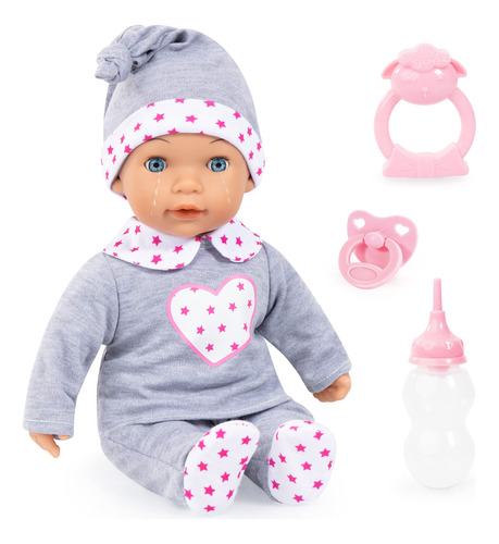 Bayer Design Muñeca: Interactive Tears Baby - Gris, Rosa, .