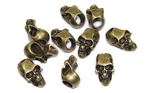 10 Cuenta Metal Dije Laton Antiguo Calavera Para Acampar