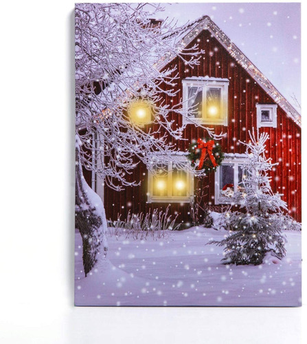  X  Casas Llevado Nieve Iluminado Laminas Decorativas A...