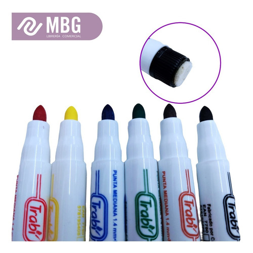Imagen 2 de 7 de Marcador Trabi 150 Para Pizarra Blanca C/borrador X6und
