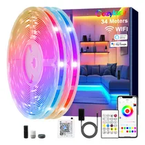 Comprar Cozylady Tiras De Luces Led Wifi 34m Led Rgb Alexa Luces Led Para Cuarto Inteligentes Música De Tira Luces Google Home App Control Tv Bar Habitación Gaming Fiesta Decoración De Interior
