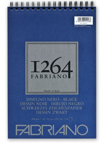 Bloc de dibujo Fabriano 1264, negro, A4, 40 hojas