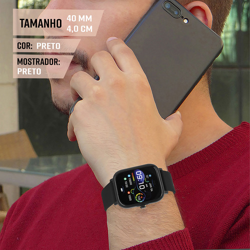 Relógio Smartwatch Tuguir Preto Digital 1 Ano De