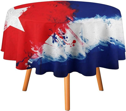Vintage Cuba Flag Round Tablecloth Washable Table Cover Pol