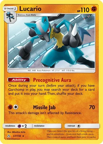 Cartas Pokemon Lucario 67/156 Theme Deck Ultra Prism Upr (Usado)