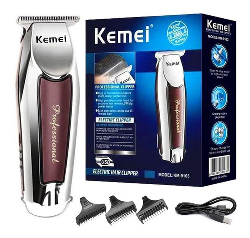 Cortadora De Cabello Kemei Km-9163 Recargable Usb