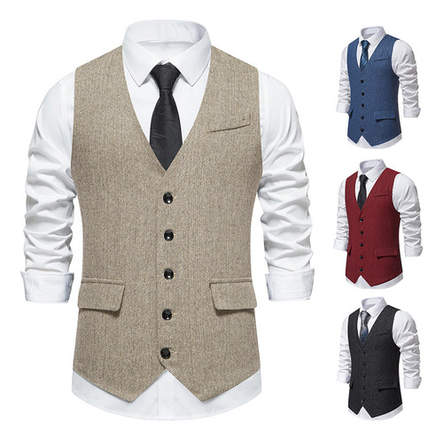 Chaleco Formal Casual De Negocios Para Hombre, Corte Ajustad