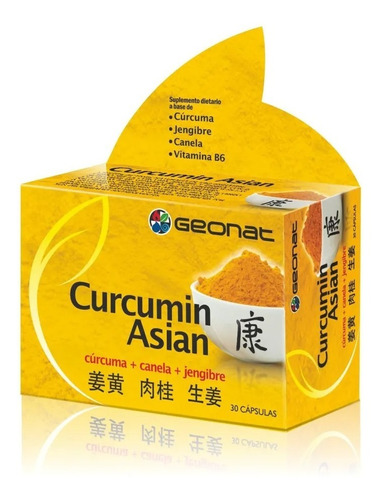 Curcumin Asian - Curcuma, Canela Y Jengibre - 30 Cápsulas