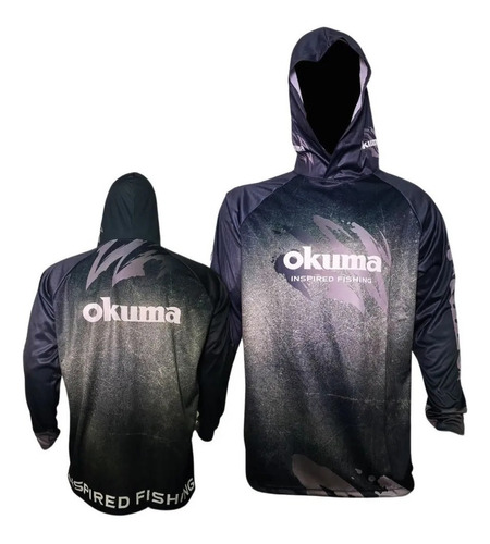 Remera Okuma Pesca Silver  Capucha Proteccion Uv Sec. Rapido