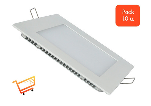 Pack 10u Foco Panel - Plafon Led Embutido Cuadrado 18w