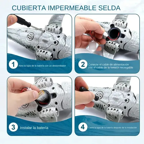 Juguete Dinosaurio Mosasaurio De Agua Control Remoto | Tamaño 40 Cm | ABS Resistente | Luz Y Pulverización | Batería Recargable 500 MAh | 2.4 GHz | Juguete De Piscina Para Niños