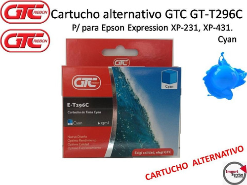 Cartucho Alternativo Gtc Gt-t296c / Para Epson  /  Cyan