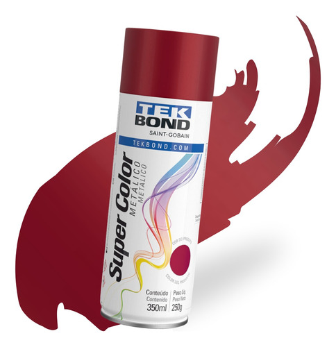 Tinta Spray Super Color Metálica 350ml Vermelho Tekbond