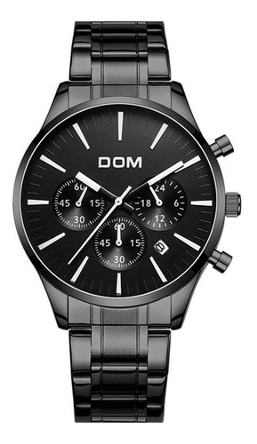 Reloj Hombre Dom M-635 Cronógrafo Deportivo Negro En Acero