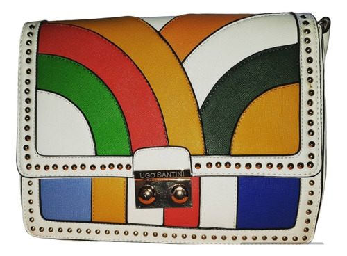 Cartera Ugo Santini Blanca Y Color Oriana