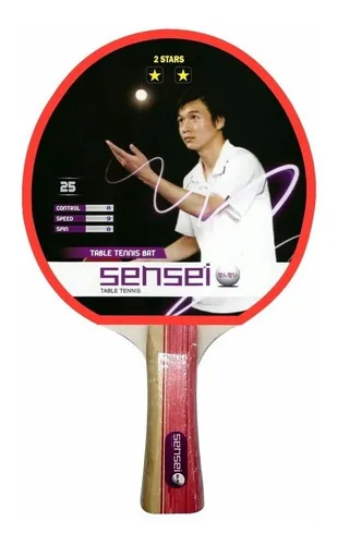 Paleta De Ping Pong Sensei 2 Star Roja Y Negra Fl (cóncavo)