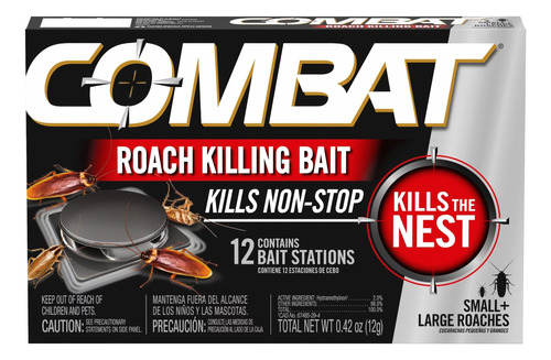 Combat Roach Killing Mata Cucarachas 12 Trampas Cebo 12gr