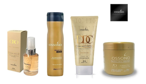 Kit Argan Ossono Shampoo,serum,mascara,crema De Peinar