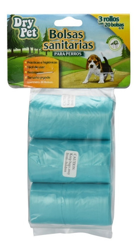 Dry Pet. Bolsa Plastica P/recoger Desechos 3 Rollos (60 Pzs)