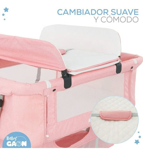 Cuna Colecho Plegable Con Cambiador Desmontable Baby Gaon Multifuncional Baby Crib Rosa (Usado)