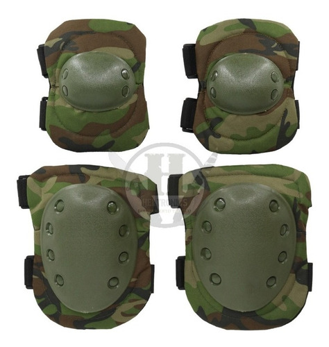 Kit Rodillera Y Codera Army Tactico Woodland Selva Rbn Camo