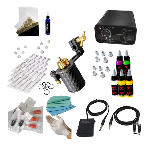 Kit Rotativa Tattoo Intermedio Profesional Tatuajes Tatuar  