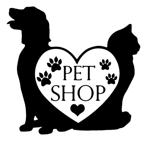 Adesivo De Parede - Pet Shop Petshop Gato Cachorro 40x32cm