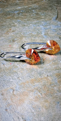 Aros De Plata 925 Y Cristal.