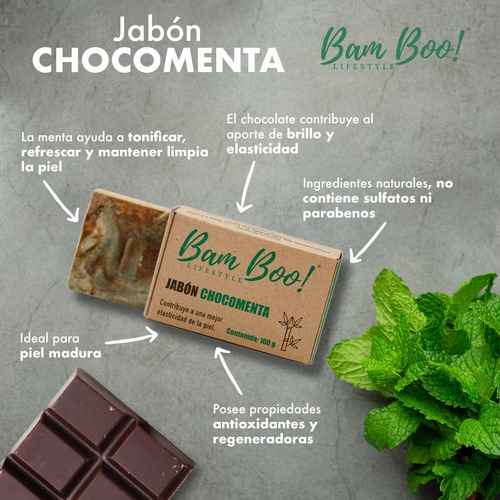 Imagen 2 de 4 de Jabón Chocomenta Bam Boo! Lifestyle® 100 Gr