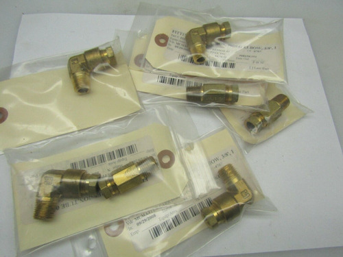 Lot Of 7 3/8 Brass Compression Fittings 4 Elbow 3 Strai Jje