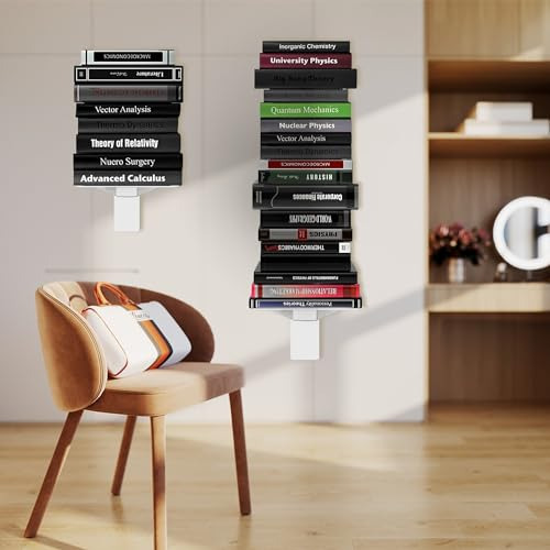 Estantería Flotante Blanca 4 Niveles Torre Libros Vertical