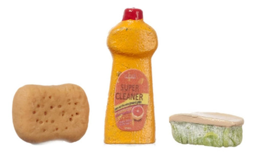 Juego De 3 Artículos De Limpieza En Miniatura Para Casa De M