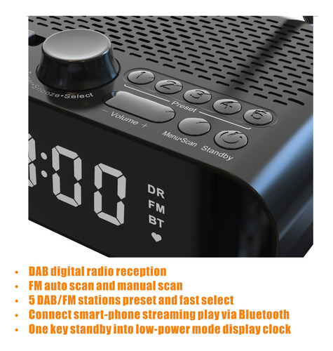 Unidad De Reloj Recargable Con Altavoz Dab/fm