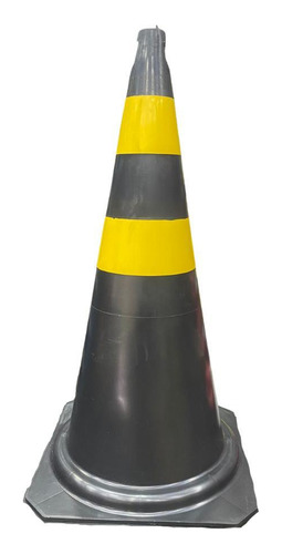 Kit 10 Cones De Sinalização Pvc 50cm Preto E Amarelo