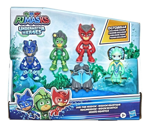 Pj Masks Underwater Heroes Misión Acuática -4 Figuras Hasbro
