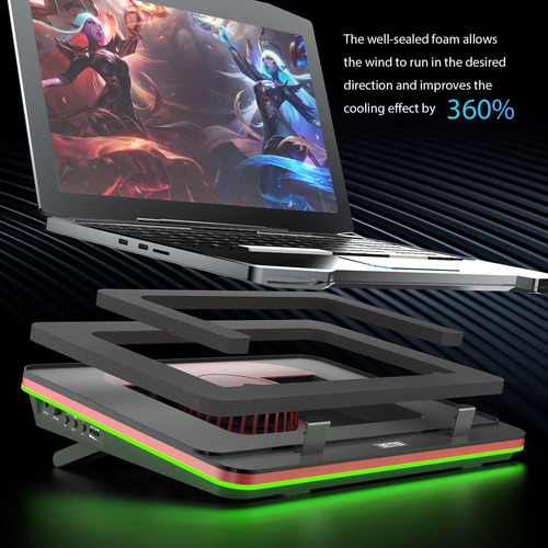 Cooler Laptop Iets Gt500 Turboventilador 5000 Rpm Rgb