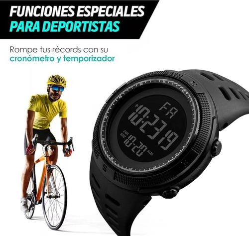 Reloj Deportivo Hombre Uso Rudo Militar Contra Agua Digital Negro Negro Negro