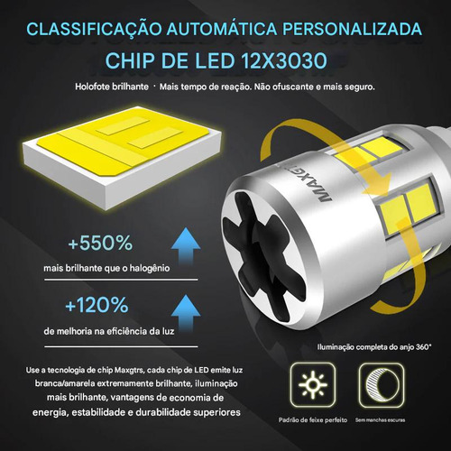 Kit 2 Lâmpada Seta 12 Chip Led T15 W16w Canbus Âmbar Laranja