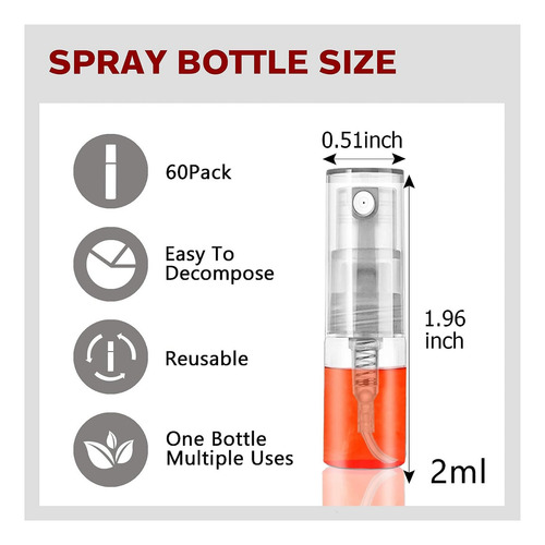 Zh 50pc 2ml Vidrio Botella Pulverizadora Atomizador Perfume