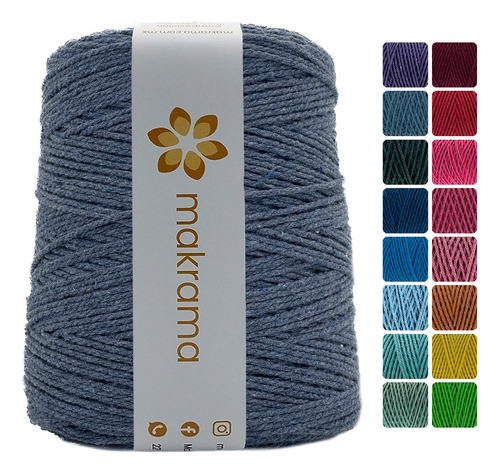 Makrama Cuerda Cordón De Algodón Para Macramé 2mm 1kg Colore Color Azul Oxford