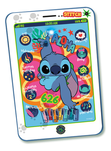 Tablet Interactiva De Juguete Stitch Con Luces Y Sonidos Blanco