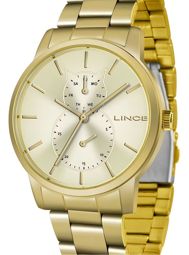 Relógio Lince Feminino Dourado Gatinho - Lmgj086l C1kx